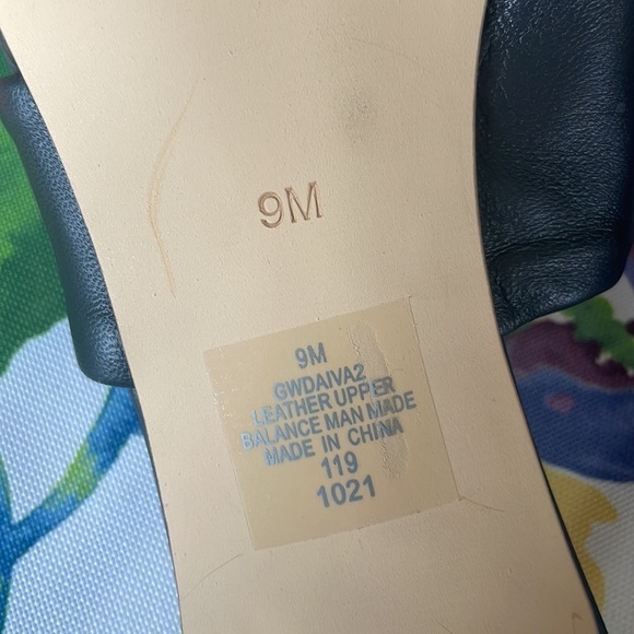 Brand New Guess Genuine Leather Black Heeled Sandals Knotted Slip-On Stilettos - Picture 14 of 16